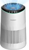 Air Purifiers for Home, Air Purifier for Smoke Pet Dander Odors with Fragrance Sponge, Small Air Purifier with Sleep Mode for Bedroom Office, Blue Ambient Light, MR2566, White,1 Pack+3 Modes