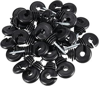 SINJEUN 100 Pack 3.3 Inches Black Electric Fence Insulators, Electric Fence Ring Insulator, Wood Post Screw In Insulators for Electric Fence