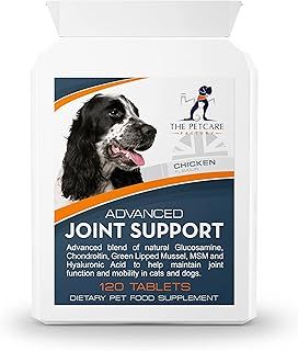 Advanced Joint Support Supplement For Dogs, With Powerful Glucosamine, Chondroitin, Green Lipped Mussel, MSM, Curcumin & Hyaluronic Acid, Human Grade Ingredients, 120 Tablets, UK Manufactured