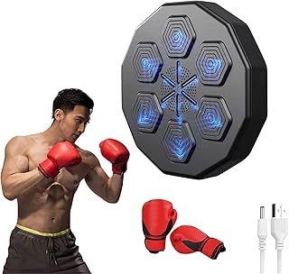 OKCELL Music Boxing Machine, Music Electronic Wall Target Training Devices with 6 Lights, Bluetooth Sensor & Gloves for Adults, for Home Exercises
