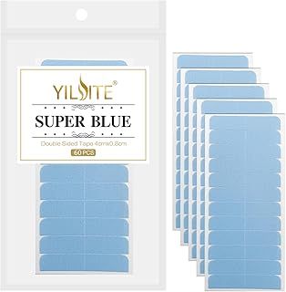 YILITE Hair Extensions Tape 60Pcs Tape Tabs Double Sided Human Hair Tape for Replacement 4 x 0.8 cm Adhesive (Blue)