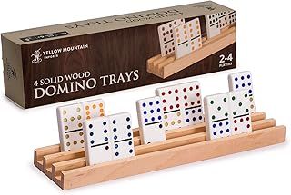 Premium Beechwood Domino Racks/Trays (25 centimeters) - Set of 4 - Domino Holders for Mexican Train, Chickenfoot and other Domino Games