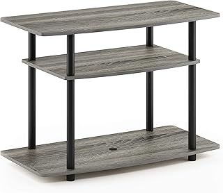 Furinno No Tools 3-Tier Entertainment Center Stand, TV Stands, TV Unit, TV Shelf, French Oak/Black