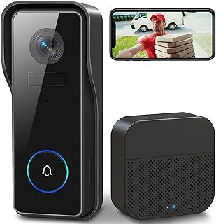 XTU Wireless WiFi Video Doorbell Camera with Chime, 2K HD Smart Video Doorbell with Camera Battery Operated PIR Motion Detection Night Vision 2-Way Audio Support SD Card & Cloud Storage