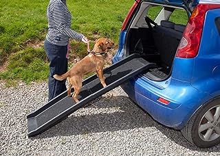 Plastic Folding Dog Ramp, Black, 156cm x 40cm x 10cm, Can Carry Up To 90kg (200lbs)