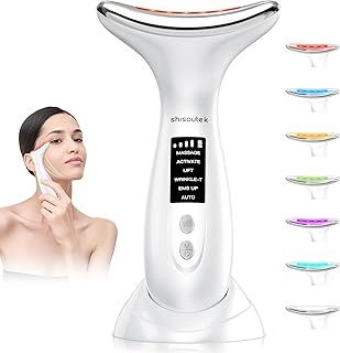 Face Massager Facial Lifting Device: 6 Mode Electric Lift Skin Tightening Machine - 7 Color Led Beauty Microcurrent Therapy Wand Anti-Wrinkle - Anti-Aging Neck Chin 45°C Heat EMS Massage for Skin Care