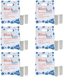 6 pack Water Softener Salt Blocks 100% Genuine Food Grade water softener salt block Compatible to All Water Softener Machine, Best For Laundry Kitchen Dishasher Industrial use Salt Block 6 pack