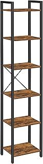 VASAGLE 6-Tier Bookshelf, Bookcase, Shelving Unit, for Office, Study, Living Room, Bedroom, 30 x 40 x 187.5 cm, Industrial, Rustic Brown and Ink Black LLS101B01