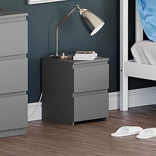 Vida Designs Denver 2 Drawer Bedside Chest (Grey)