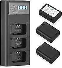 Powerextra NP-FW50 Battery 3-Pack and Triple Slot Charger for Sony Alpha A6000 A6300 A6400 A6500 A7 A7II A7RII A7SII A7S A7S2 A7R A7R2 A5100 A5000 RX10 RX10II ZV-E10