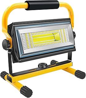 Sylstar COB Rechargeable Work Light, 100W Recharegable Portable LED Flood Light 7000 Lumens, 10800mAh Battery, Waterproof Cordless Workshop Job Site Construction Lighting for Camping, Fishing