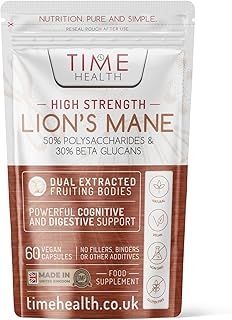 Lions Mane High Strength Extract - 50% Polysaccharides / 30% Beta 1,3/1,6 D Glucan - No Fillers, Binders or Flow Agents - 3rd Party Tested - UK Made (60 Capsule Pouch)