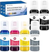 GUBFFON Sublimation Ink for Ecotank ET-8550 ET-8500 Wide Format Supertank Printers Heat Press Transfer on T-Shirt Tumblers(6x100ml BK PB C M Y GY) Auto-Fill ICC-Free