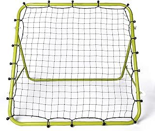Football Master ™ Premium Fluorescent Green Single Sided Sports Multi Skills Rebounder Training Aid Target Soccer Goal Kickback Adjustable Practise Goalkeeper Coaching Rebound Net
