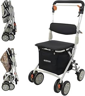 Mobiclinic®, Shopping Trolley with Seat, Mobility Walker, 21L, Coliseo, Walker for Adults, Foldable, Rollator, Trolley with Backrest, Shopping Trolley on Wheels, Bag Removable, Directional Locking