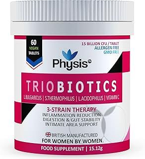 PHYSIS Oral Probiotics for Women | 60 Tablets | Feminine Care Intimate Flora | 15 Billion CFU | 3in1 Womens Flora, Gut Health, Bloating & Yeast Control