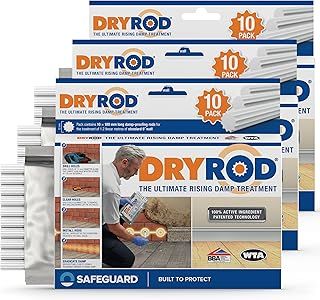 Dryrod Damp Proofing Rods (10 Pack x 3) - BBA-Approved Rising Damp Treatment, Stronger Than DPC Injection Creams. Coverage 3.6m