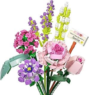 QLT Mini Bricks Flower Bouquet Building Sets, Artificial Flowers, Not Compatible with Set Flowers DIY Unique Decoration Home, 456 Pieces Botanical Collection for Ages 8-12 year Old Girl for Gift