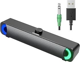 HPYLIF·H USB Computer Speaker, RGB Desktop Soundbar, Wired Sound Bar with Standard 3.5mm AUX jack and USB Interface, PC Speakers for Desktop, Laptop, MP4, Plug and Play
