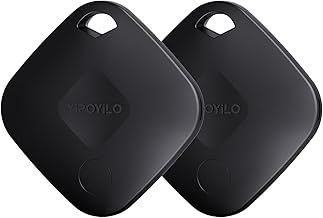 Yipoyilo Smart Bluetooth Air Tracker Tag, Item Finder Key Finder Compatible with Apple Find My (iOS Only), 2 Lanyards, Replaceable Battery, Luggage Tracker for Suitcase and More, 2 Pack Black