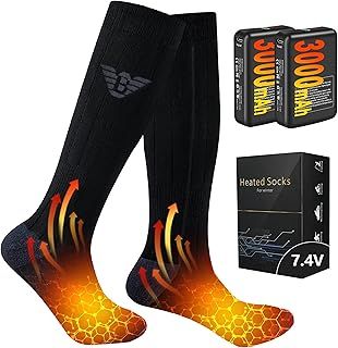 Heated Socks Men Women - 7.4V 3000mAh Rechargeable Electric Socks for Camping Fishing Cycling Skiing(Size: M-XL)
