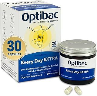 Optibac Probiotics Every Day Extra - High Strength Vegan Digestive Probiotic Supplement with 20 Billion Bacterial Cultures - 30 Capsules