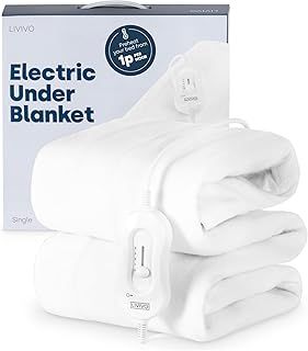 LIVIVO Electric Under Blanket - Heated Underblanket with 3 Heat Settings, Detachable Control, Ultra Fast Heat Up, Overheat Protection & Straps for an Easy Fit (Single)