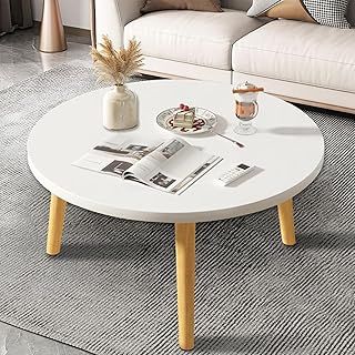 Small Coffee Table, Flower Shaped End Table, Low Side Table Space-Saving, Tea Table for Living Room Kitchen Table (White-2)