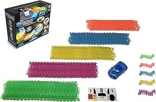 Mindscope Twister Tracks Neon Glow in the Dark 221 Piece (11 feet) of Flexible Assembly Track Emergency Series