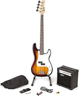 RockJam RJBG01-SK-SB Full Size Bass Guitar Kit with Amplifier, Tuner, Stand, Bag and Accessories - Sunburst