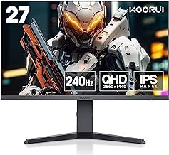 KOORUI 27 Inch Gaming Monitor, 240Hz, QHD 1440P, IPS, 1ms, HDR 400, Adaptive Sync, Eye Care, HDMI/DP, VESA Compatible 27E3QK
