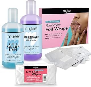 Mylee Prep & Wipe With Remover & Nail Wipes Wraps Kit Package Nail Gel Polish Soak Off NEW