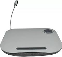 LAPTOP TRAY CUSHION PAD GREY LAP HOMEWORK WORK PORTABLE DESK CUSHIONED LED LAMP