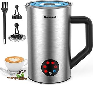 Milk Frother Electric 6 in 1 - Automatic Milk Frothers 350ml Milk Steamer and Warmer Stainless Steel Milk Heater Hot Chocolate Milk Foamer for Latte Coffee