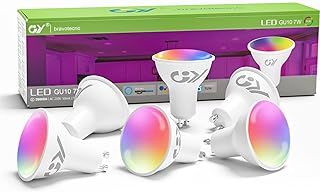 GY GU10 Smart Bulb,RGBCW Dimmable Colour Changing Alexa Light Bulbs,Compatible with Alexa&Google Home WiFi Light Bulbs(2.4GHz WiFi Only) 7W 500LM, 6 Packs