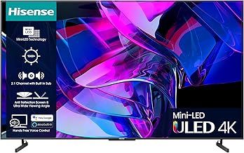 HISENSE 85 Inch 144Hz ULED Mini-LED Smart TV 85U7KQTUK - 144Hz VRR, HDMI 2.1, Quantum Dot Colour, Dolby Vision IQ, VIDAA Smart TV, and Youtube, Freeview Play, Netflix and Disney+ (2023 Model)