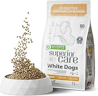 Nature's Protection Superior Care High-Protein Adult Dry Dog Food, Lamb & Rice for White Dogs – Hypoallergenic, Reduces Tear Stains, Omega 3 & 6, For Healthy Skin & Coat, 1.5kg Small Breeds