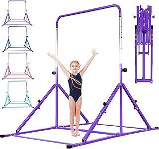 MARFULA Upgrade Foldable Gymnastic Bar with Mat for Kids Ages 3-12, 200 lbs Weight Capacity, Gymnastic Kip Bar Horizontal Bar for Kids, Gymnastic Training Equipment for Home and Gym Center Use