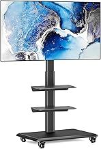 Rolling TV Stand on wheels for most 26-65 inch TVs, Mobile Floor TV trolleys Height-adjustable Rotatable Max. VESA 400x400 mm