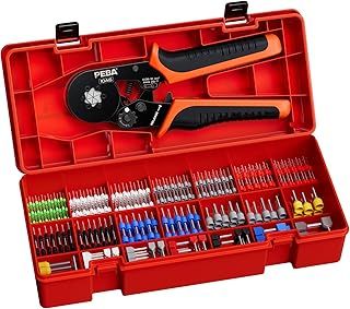 PEBA Ferrule Crimping Tool Kit, Hex Ferrule Crimp Pliers 0.08-10.0 mm² for Wire Ferrules, with 21 Sizes Insulated Wire Ferrules/Twin Terminals Set, Wire Crimping Tool - Hex Crimper Ferrules Kit