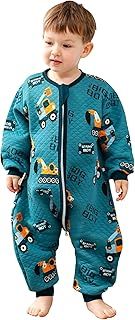 ZIGJOY Toddler Sleeping Bag 1.5 TOG Baby Sleep Bag with Feet Cotton Sleep Sack All Year Round for 2-3 Years Baby Girl Boy Essentials Excavator