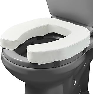 Lunderg Toilet Seat Riser for Seniors - Adds 2 inches. Universal Fit - Raised Toilet Seat Cushion with High-Density Foam for enhanced Comfort & Elevation. Easy to Clean. Post-Surgery Must have (White)