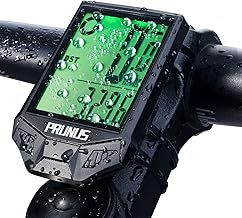 PRUNUS Cycle Computers Wireless,Waterproof Bike Computer with 20 Functions, Bike Speedometer with Auto on/off for Outdoor & Indoor Tracking