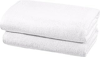 Amazon Basics 2 Bath towel for bathroom, Quick-Dry Absorbent Towels Set, 100% Cotton 2-Pack (70x140 cm), White