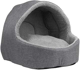 Cat Igloo Bed Pet Kitten Small Dog Cosy Fleece Cave Hideout (Grey)