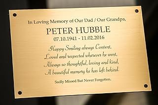 5 x 2 Engraved Memorial Plaque, Door Sign, Bench Plate Brass Effect Outdoor Weatherproof