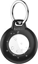 Belkin Waterproof Apple AirTag Secure Holder with Key Ring, Durable Scratch-Resistant AirTag Case, Protective AirTag Keychain Accessory for Keys, Pets, Luggage, Backpacks, and More - Black (1-pack)