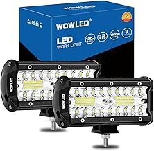 WOWLED 2 Pack 7" LED Bar, 12V 12000LM Offroad Driving Lights Work Lamp IP67 Waterproof Combo Beam Lights for Car, Boat, Camp, Truck 4x4