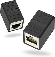 VCELINK RJ45 Coupler Shielded Ethernet Cable Extender, Cat7/Cat6a/Cat6/Cat5e Inline Adapter Female to Female Joiner Connector Black 2 Pack