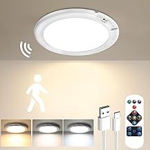 Rechargeable Motion Sensor Light with Remote - Magnetic Wireless Ceiling/Wall Lights, Battery Powered Pir Lights for Shed Loft Bathroom Garage cet